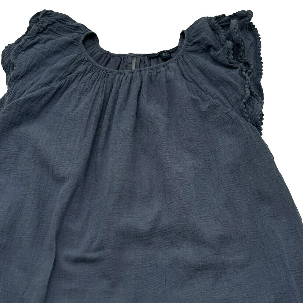 POLO RALPH LAUREN Girl size 12 Ruffle Sleeves Blue 100% Cotton Knee Length Dress